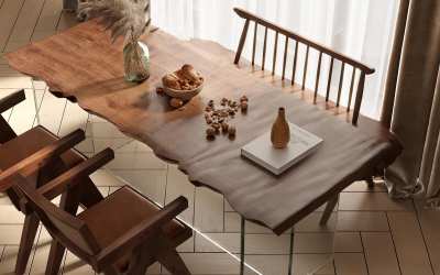 侘寂茶桌椅组合3D模型下载